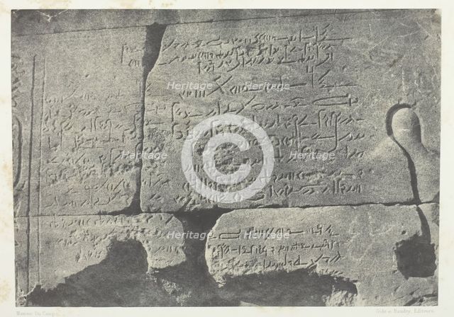 Inscription Démotique, Grand Temple d'Isis à Philoe; Nubie, 1849/51, printed 1852. Creator: Maxime du Camp.