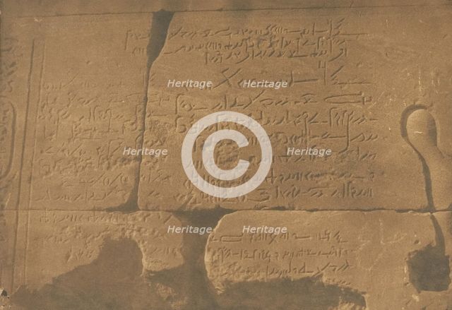Inscription Démotique; second Pylone du Temple d'Isis, à Philae, April 15, 1850. Creator: Maxime du Camp.