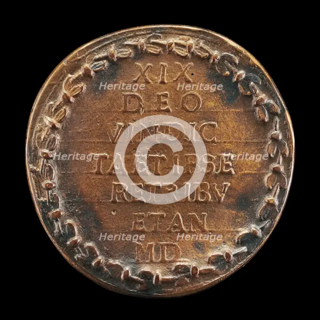 Inscription in a Wreath [reverse], 1519. Creator: Hans Schwarz.