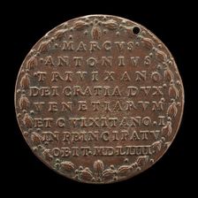 Inscription in a Wreath [reverse], 1554. Creator: Unknown