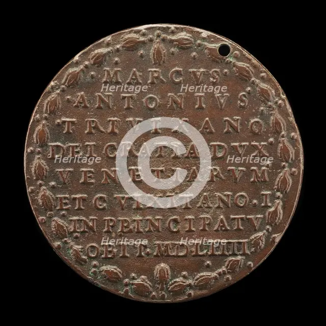 Inscription in a Wreath [reverse], 1554. Creator: Unknown.