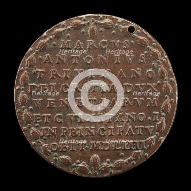 Inscription in a Wreath [reverse], 1554. Creator: Unknown.