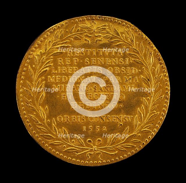 Inscription in a Laurel Wreath [reverse], 1552. Creator: Etienne Delaune.