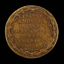 Inscription in a Laurel Wreath [reverse], 1555. Creator: Master I.A.V.F.