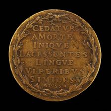 Inscription in a Laurel Wreath [reverse], 1555. Creator: Master I.A.V.F.