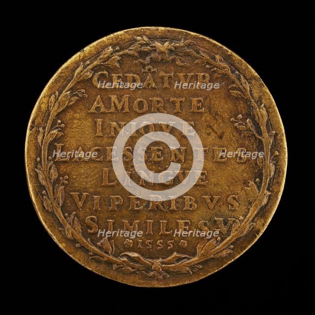 Inscription in a Laurel Wreath [reverse], 1555. Creator: Master I.A.V.F..