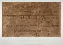 Inscription in Latin by Philip Howard, Earl of Arundel, 1587 (1803). Artist: Charles Tomkins