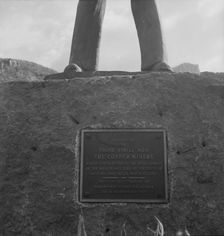 Inscription on monument dedicated to the copper miners of Arizona, Bisbee, Arizona, 1937. Creator: Dorothea Lange