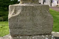 Inscription on the base of a Plague Cross, Ross-on-Wye, Herefordshire. Creator: Peter Thompson