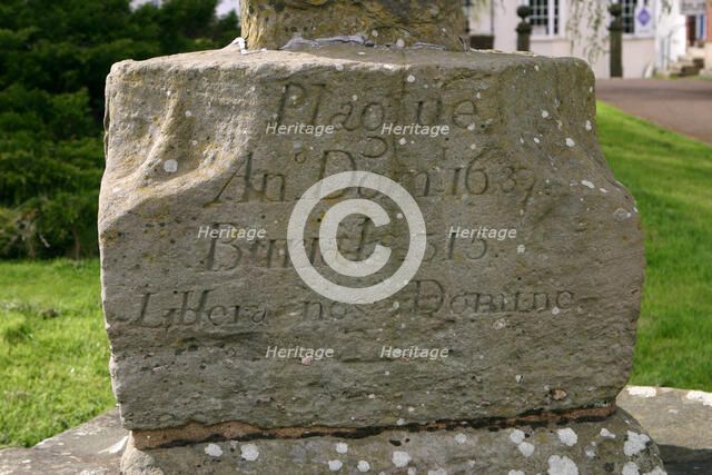 Inscription on the base of a Plague Cross, Ross-on-Wye, Herefordshire