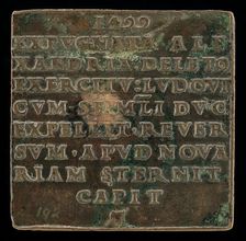 Inscription [reverse], c. 1499. Creator: Cristoforo Foppa
