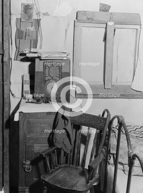 Inside of one-room shack of Rural Rehabilitation client, Tulare County, California, 1938. Creator: Dorothea Lange.