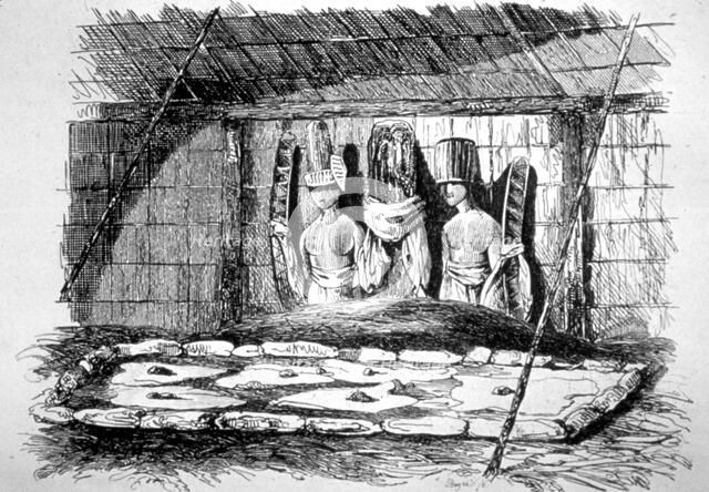 'Inside of a Funeral Hut, Tahiti', 18th century. Artist: John Webber