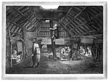 Inside of a House in Oonalashka c1776-1779.Artist: Walker