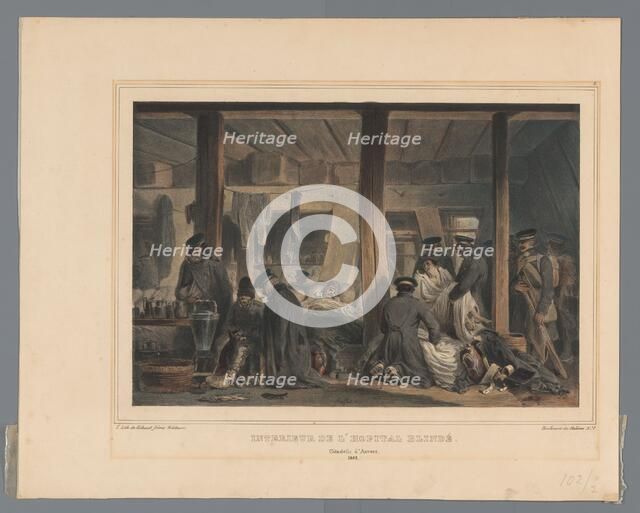Inside of the shell-proof field hospital in the citadel of Antwerp, 1832, (1833). Creator: Auguste Raffet.