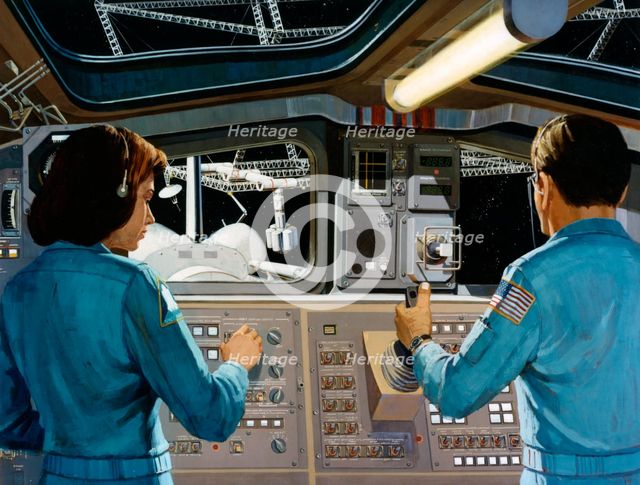 Inside a futuristic space station, c1970s.Artist: NASA