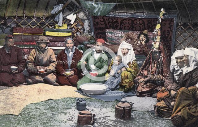 Inside a Kazakh Yurt, 1911-1913. Creator: Sergei Ivanovich Borisov.