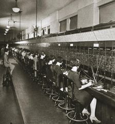 Inside a New York telephone exchange, USA, early 1930s