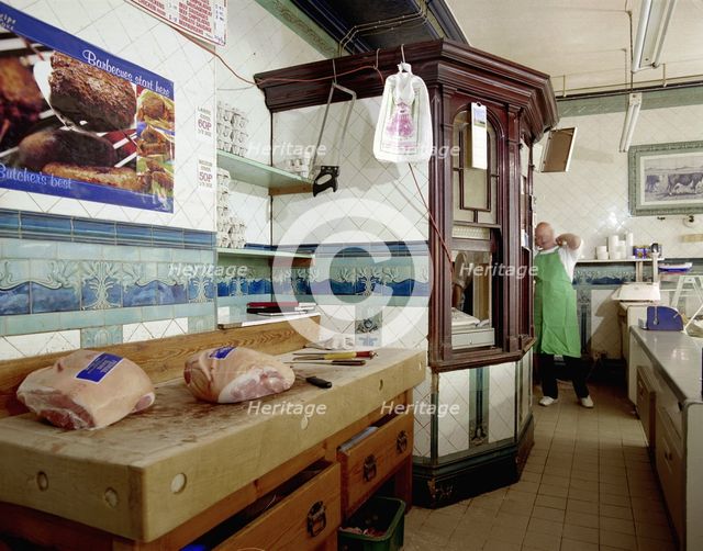 Inside A Scarratt's butcher's shop at 47 High Street, Ilfracombe, Devon, 2000. Artist: M Hesketh Roberts