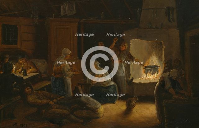 Inside a Peasant's Cottage in Småland, 1801. Creator: Pehr Hörberg.