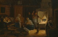 Inside a Peasant's Cottage in Småland, 1801. Creator: Pehr Hörberg