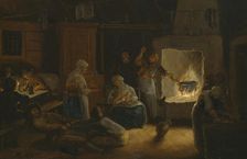 Inside a Peasant's Cottage in Småland, 1801. Creator: Pehr Hörberg