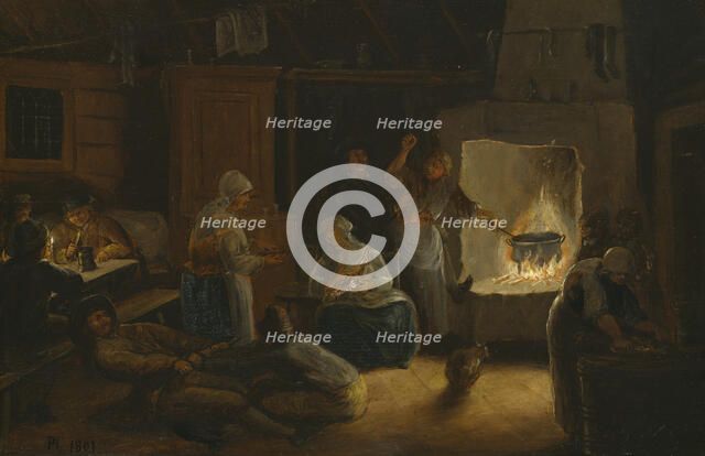 Inside a Peasant's Cottage in Småland, 1801. Creator: Pehr Hörberg.