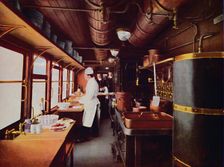 Inside a Restaurant Car Kitchen on the L.M.S. Railway 1926