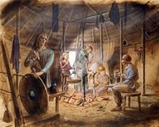 Inside an Iron Age house, c5th century BC, (c1990-2010). Artist: Paul Birkbeck
