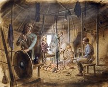 Inside an Iron Age house, c5th century BC, (c1990-2010). Artist: Paul Birkbeck