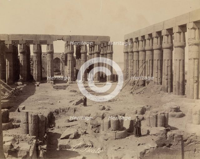Inside First Court, Temple of Luxor, Looking South. Luxor, East Bank., between 1860 and 1903. Creator: Antonio Beato.