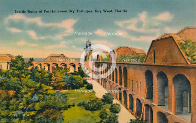 'Inside Ruins of Fort Jefferson Dry Tortugas, Key West, Florida', c1940s. Artist: Unknown.