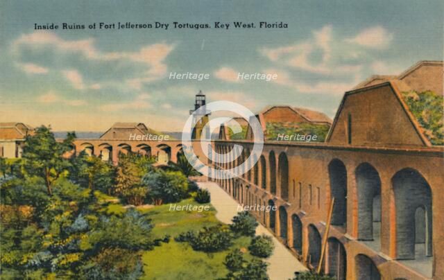 'Inside Ruins of Fort Jefferson Dry Tortugas, Key West, Florida', c1940s. Artist: Unknown.