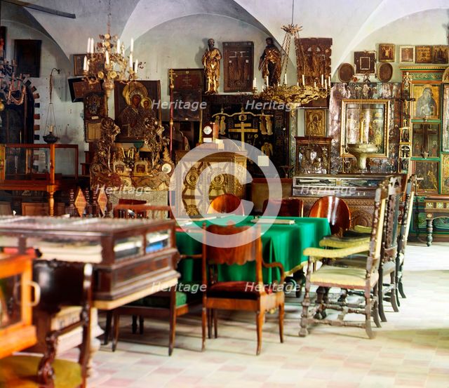 Inside the Belaya Palata [White Palace] museum, Rostov Velikii, 1911. Creator: Sergey Mikhaylovich Prokudin-Gorsky.