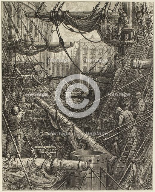 Inside the Docks, 1872.  Creator: Charles Maurand.