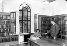 Inside the Joseph Rowntree library, York, Yorkshire, 1928