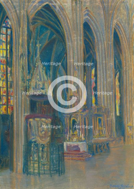 Inside the Kosice cathedral, 1919. Creator: Konstantin Bauer.