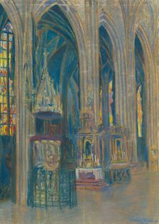 Inside the Kosice cathedral, 1919. Creator: Konstantin Bauer
