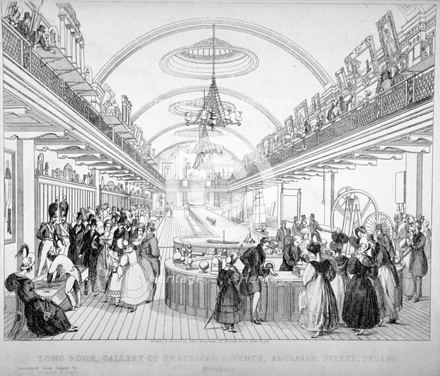 Inside the National Gallery of Practical Science, Adelaide Street, Westminster, London, c1830. Artist: T Kearnan