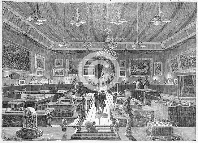 Inside the Palais de l'Industrie, Paris,  during the 1881 Electricity Exhibition, pub. C. 1885. Creator: French School (19th Century).
