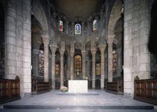 Inside view of the ambulatory of the Church of Notre - Dame du Port in Clermont Ferrand