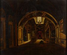 Inside view of the Lower church of Saint Basil's Cathedral in Moscow, First half of the 19th cent.