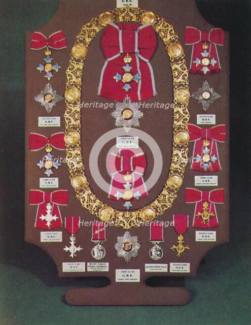 'Insignia of the Order of the British Empire', 1953. Artist: Unknown.