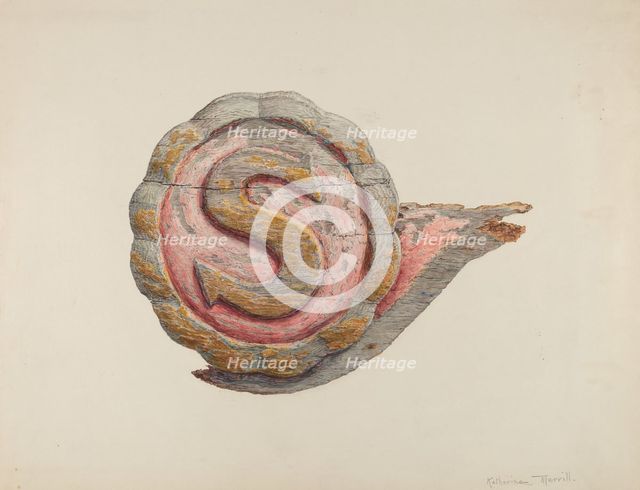 Insignia Letter "S", c. 1939. Creator: Katharine Merrill.