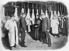 Inspecting meat at Smithfield Market, City of London, c1903 (1903)