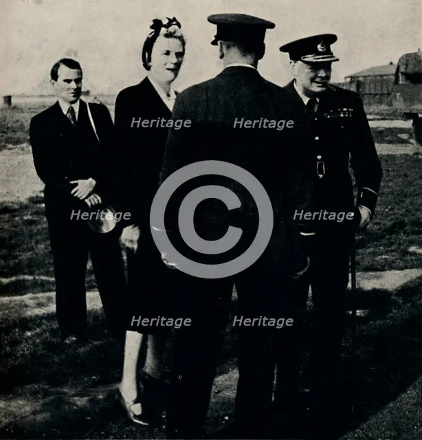 'Inspecting R.A.F. Establishment', 1940s, (1945). Creator: Unknown.