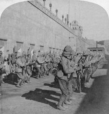 Inspection of the Cheshire Regiment in the fort at Johannesburg, Boer War, South Africa, 1901. Artist: Underwood & Underwood