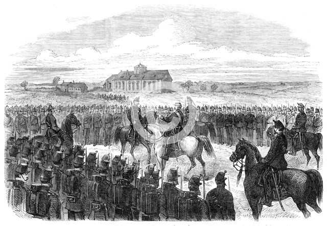 Inspection of the Essex Rifles (Militia) at Colchester, 1869. Creator: Unknown.