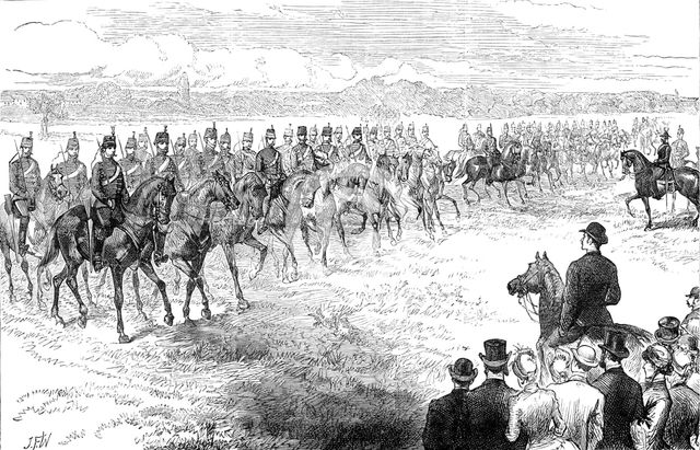Inspection of the Middlesex Yeomanry Cavalry in Bushey Park, 1883. Creator: Unknown.