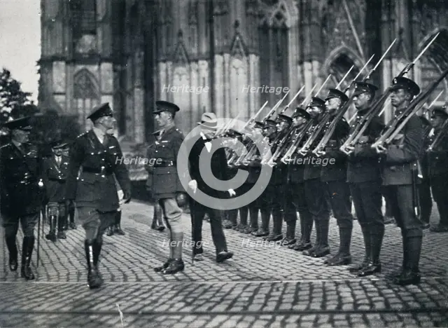 'Inspection of troops at the foot of Cologne Cathedral', 1919, (1945). Creator: Unknown.